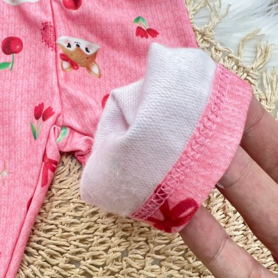 Conj. Casaco de Moletom Pequena Diva e Calça Legging Raposinha e Frutinhas - Rosa